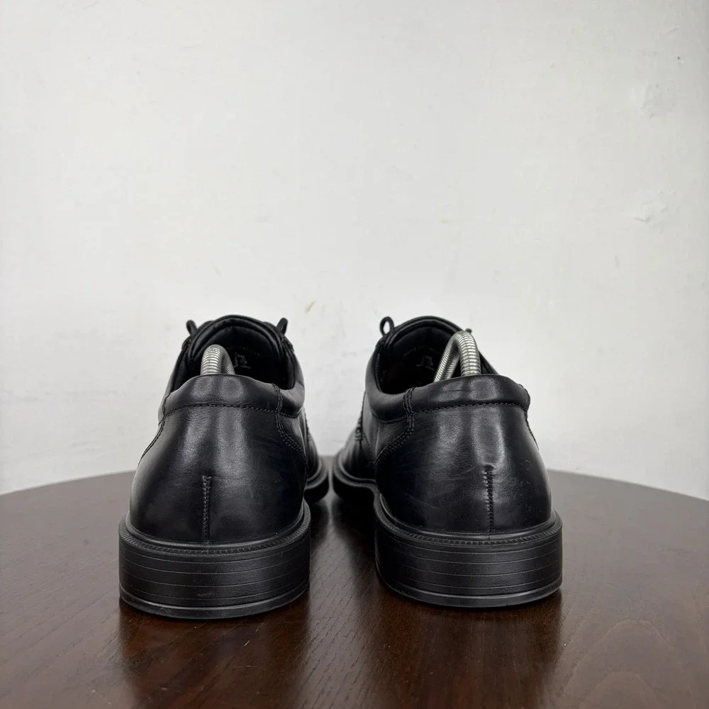 Ecco Lisbon Shoes Men's 44 / 10 Black Leather Comfort Derby Oxford Plain Toes